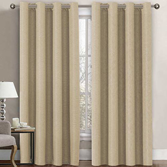 Picture of Linen Curtains Room Darkening Light Blocking Thermal Insulated Heavy Weight Textured Rich Linen Burlap Curtains for Bedroom / Living Room Curtain, 52 by 84 Inch - Beige (1 Panel)