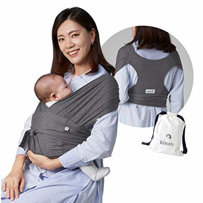 Picture of Konny Baby Carrier | Ultra-Lightweight, Hassle-Free Baby Wrap Sling | Newborns, Infants to 44 lbs Toddlers | Soft and Breathable Fabric | Sensible Sleep Solution (Charcoal, M)