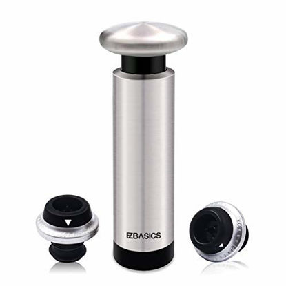 Picture of EZBASICS Wine Saver Vacuum Pump with 2 Wine Stoppers, Stainless Steel