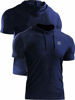 Picture of Neleus Men's 2 Pack Dry Fit Running Shirt Workout Athletic Shirt with Hoods,Navy Blue,Red,US S,EU M