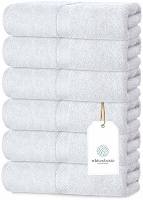 Picture of Luxury White Hand Towels - Soft Circlet Egyptian Cotton | Highly Absorbent Hotel spa Bathroom Towel Collection | 16x30 Inch | Set of 6