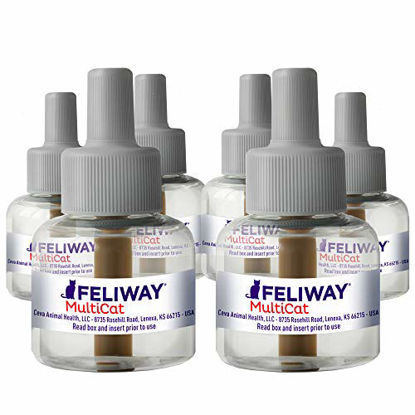 Picture of FELIWAY MultiCat Calming Diffuser Refill (6 Pack, 48 ml) | Vet Recommended | Reduce Fighting and Conflict Among Cats, D89442D