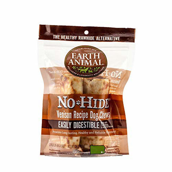 Picture of Earth Animal Small No-Hide Dog Chews - Made in The USA, Natural Rawhide Alternative Treats (Venison, Small - 2 Chews)