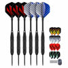 Picture of LARRITS Professional 6 Pack 23 Grams Steel Tip Darts Set with Black Aluminum Shafts 9pc Standard Flights 9pc Laser Flights 12pc Rubber O-Rings Dart Sharpener and Storage Case