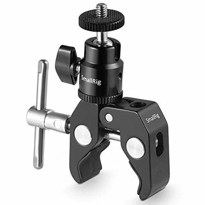 Picture of SMALLRIG Super Clamp Mount with Mini Ball Head Mount Hot Shoe Adapter with 1/4 Screw for LCD Field Monitor, LED Lights, Flash, Microphone, Gopro, Action Cam - 1124