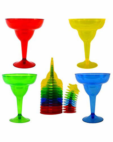 blue plastic margarita glasses