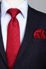 Picture of HISDERN Plaid Tie Handkerchief Woven Classic Men's Necktie & Pocket Square Set Maroon