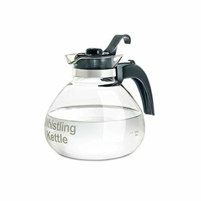 Picture of CAFÉ BREW COLLECTION High End Borosilicate Glass Stove Top Whistling Tea Kettle - Best BPA Free Kettle - Best Heat Resistant Glass Tea Kettle - 12 Cup Stovetop Glass Whistling Tea Kettle by Medelco