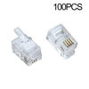 Picture of SMITON 100Pack Transparent Color RJ9 Telephone Cable Plug 4P4C Connector