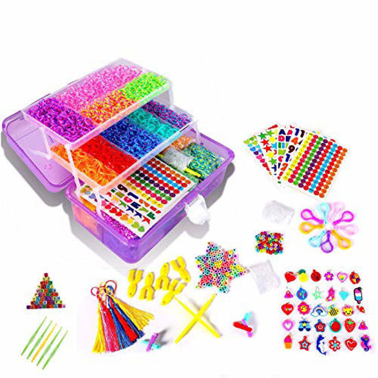 GetUSCart Houkr 11900 Rainbow Rubber Bands Refill Kit 11000 Loom Bands Rubber  Band Bracelet Kit Bracelet Making Kit 600 SClips 52 ABC Beads 30  Charms 10 Backpack Hooks 200 Beads 5 Tassels