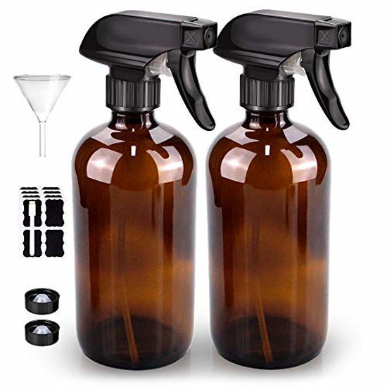 Picture of Glass Spray Bottle, Bontip Amber Glass Spray Bottle Set & Accessories for Non-toxic Window Cleaners Aromatherapy Facial hydration Watering Flowers Hair Care (2 Pack/16oz)