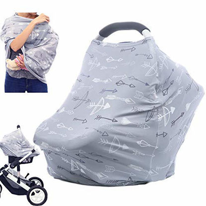 Picture of Breastfeeding Nursing Cover Carseat Canopy - Multi Use Car Seat Covers for Babies, Infant Stroller Cover, Nursing Scarf, Baby Shower Gifts for Boys and Girls