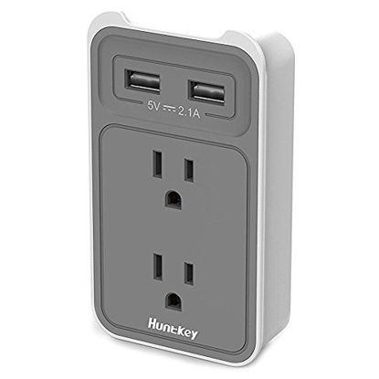 Picture of Huntkey 2-Outlet Wall Mount Cradle with Dual 2.1 AMP USB Charging Ports, SMD407