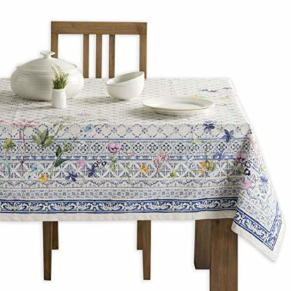 Picture of Maison d' Hermine Faïence 100% Cotton Tablecloth for Kitchen | Dining | Tabletop | Decoration | Parties | Wedding | Spring/Summer (Rectangle, 54 Inch by 72 Inch)