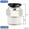 Picture of Tailonz Pneumatic Male Straight 1/2 Inch Tube OD x 1/2 Inch NPT Thread Push to Connect Fittings PC-1/2-N4 (Pack of 2)