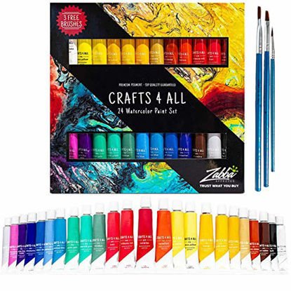 Picture of Watercolor Paint Set by Crafts 4 All 24 Premium Quality Art Watercolors Painting Kit for Artists, Students & Beginners - Perfect for Landscape and Portrait Paintings on Canvas (24 x 12ml)