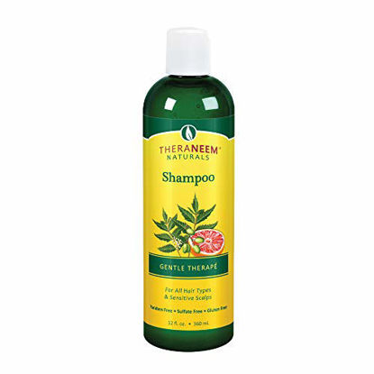 Picture of TheraNeem Gentle Therap Shampoo | Soothing Formula w/Organic Neem Oil | All Hair Types & Sensitive Scalp, Vegan | 12oz