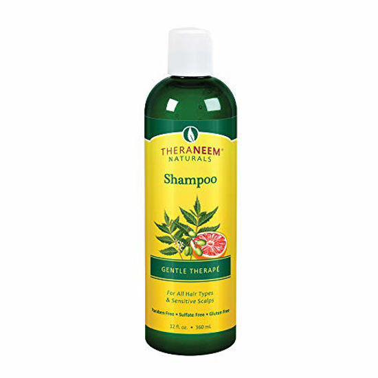 Picture of TheraNeem Gentle Therap Shampoo | Soothing Formula w/Organic Neem Oil | All Hair Types & Sensitive Scalp, Vegan | 12oz