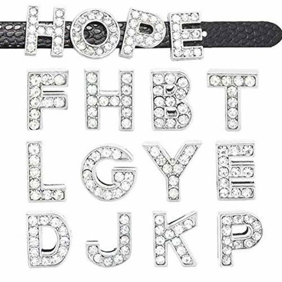 Picture of 52pcs A-Z Full Rhinestones 8mm Slide Alphabet Letters for 8mm Slide Wristbands/Bracelets,Jewelry Making Charms