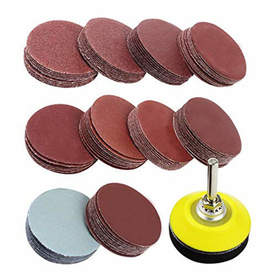 Picture of Coceca 2 Inches 100pcs Sanding Discs Pad Kit for Drill Grinder Rotary Tools with Backer Plate a Quarter Inch Shank Includes 80-3000 Grit Sandpapers