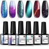 Picture of UR SUGAR Gel Nail Polish Set,Magnet Gel,Color Changing Gel,beautiful sky Glitter Gel, Chameleon Gel, Magnetic Jade Gel 6 Bottles Soak Off Nail Art UV Gel Kit