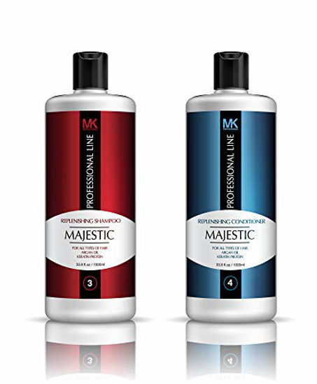 Picture of Majestic Keratin Replenishing Shampoo + Conditioner 33.8oz(1000ml) with Argan Oil