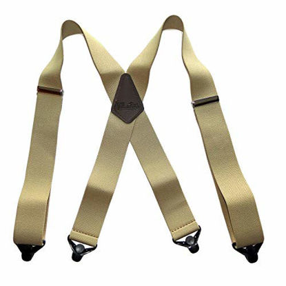 Picture of Holdup Contractor Series XL work suspenders in SunTan beige color with 2" straps and Jumbo Gripper Clasps