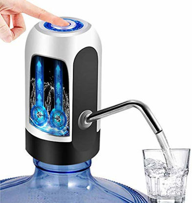 Picture of Water Bottle Dispenser, YOMYM Water Bottle Pump USB Charging Automatic Drinking Water Pump Portable Electric Water Dispenser Water Bottle Switch for Universal 5 Gallon Bottle