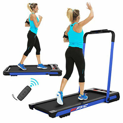 Picture of FYC 2 in 1 Folding Treadmill for Home - Under Desk 2.5HP Electric Treadmill Workout Foldable Portable Compact Running Machine w/Remote Control 5 Modes12 Programs for Exercise, Installation Free (Blue)