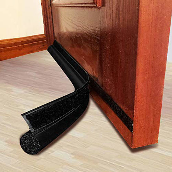 Picture of MAXTID Adjustable Door Draft Stopper 36" Black Door Noise Blocker Seal Strip Front Draft Blocker for Bottom of Door