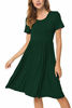 Picture of DB MOON Women Summer Casual Short Sleeve Dresses Empire Waist Dress with Pockets (Dark Green, M)