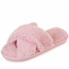 Picture of HUMIWA Pink Cross Slippers Fuzzy Fluffy Faux Fur House SPA Cute Open Toe Slippers for Women Girl/Women8-8.5 Men7-7.5