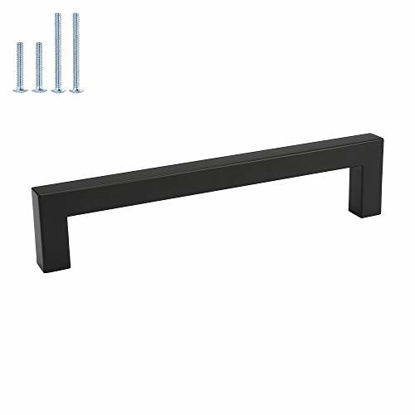 Picture of goldenwarm Black Cabinet Pulls Cabinet Handles - LSJ12BK Black Drawer Pulls 30(Pack) 6-1/4in Hole Centers Black Square Cabinet Pulls for Cabinets