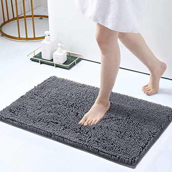 smiry Luxury Chenille Bath Rug, Extra Soft and Absorbent Shaggy Bathroom  Mat Rugs, Machine Washable, Non