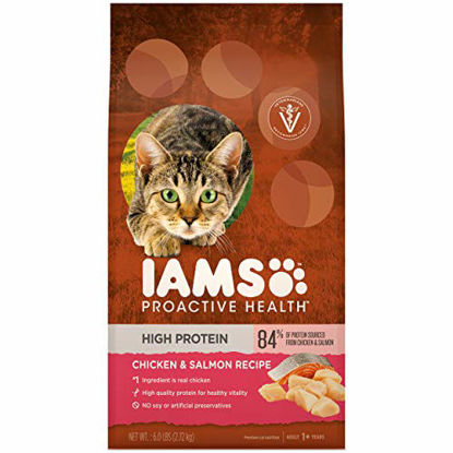 Picture of IAMS PROACTIVE HEALTH High Protein Adult Dry Cat Food with Chicken & Salmon Cat Kibble, 6 lb. Bag