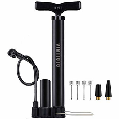 Picture of VIMILOLO Bike Pump Portable, Ball Pump Inflator Bicycle Floor Pump with high Pressure Buffer Easiest use with Both Presta and Schrader Bicycle Pump Valves-160Psi Max