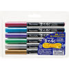 Picture of Kuretake ZIG FUDEBIYORI Metallic 6 colors set, perfect for lettering, illustration on dark papers, art, calligraphy, design, journaling, Archival quality, Odourless, Flexible brush tip