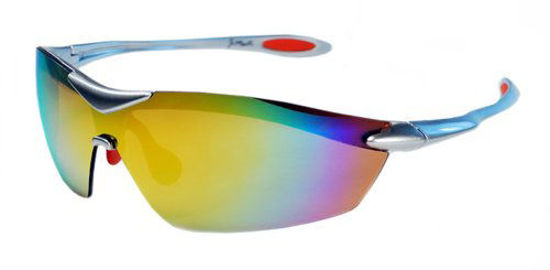 Picture of XS Sport Wrap TR90 Sunglasses UV400 Unbreakable Protection for Cycling, Ski or Golf (Silver & Orange)