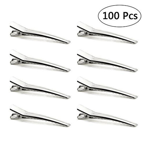 Picture of Bignc 100pcs 6cm Hair Clips, Silver Alligator Teeth Prongs Clips, Teeth Bows Hair Clips, Hairdressing Salon Hair Grip, DIY Accessories Hairpins for Women and Girls