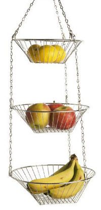 Picture of Home Basics Kitchen 3 Tier Wire Detachable Customizable Round Hanging Fruit Baskets , Heavy Duty, Space Saving, Chrome Finish