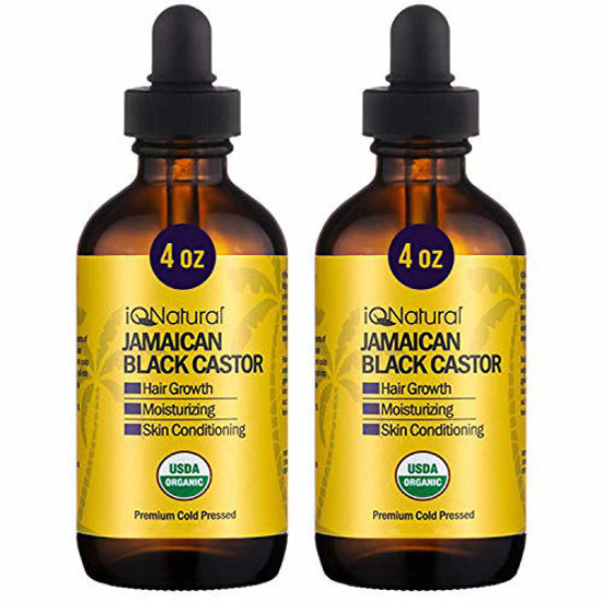 Picture of Jamaican Black Castor Oil USDA Certified Organic for Hair Growth and Skin Conditioning [2 PACK REGULAR]- 100% Cold-Pressed 4oz Bottles
