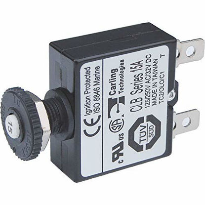 Picture of Blue Sea Systems 7056-BSS Push Button Reset Only Quick Connect Circuit Breaker - 15 Amp