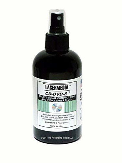 Picture of Compact Disc CD CDR and DVD DVD-R Cleaning Solution Fluid (Not a Scratch Remover) 8 Ounce Spray Bottle Cleaner CD-DVD-8 Made in USA Lasermedia