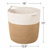 Picture of Goodpick Cotton Rope Storage Basket- Jute Basket Woven Planter Basket Rope Laundry Basket with Handles for Toys, Blanket and Pot Plant Cover, 16.0" x15.0" x12.6"
