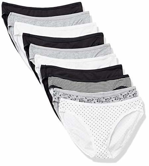 Essentials Women's Cotton Stretch Bikini Panty, 10 Pack