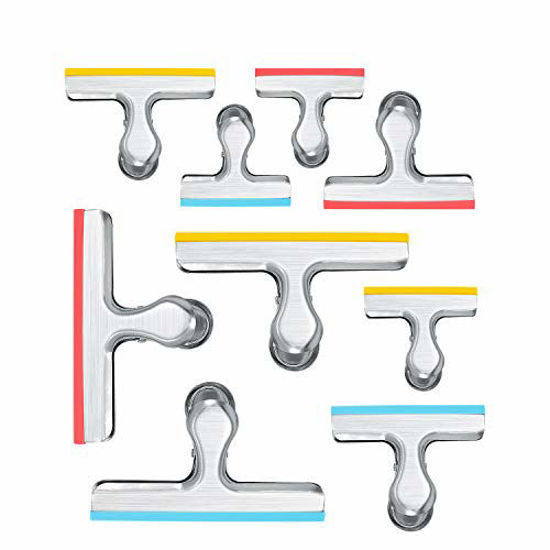 Stainless Steel Chip Clips Set Chip Bag Clips Heavy Duty Food Bag Clips,multi-use  Round Edge Air Tight(4pcs, Silver)