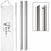 Picture of [Angled Tips] 2 Pcs Jumbo Reusable Boba Straws & Smoothie Straws, 0.5" Wide Stainless Steel Straws, Metal Straws for Bubble Tea/Tapioca Pearl, Milkshakes,Smoothies | 1 Cleaning Brush & 1 Case