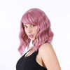 Picture of VCKOVCKO Pastel Wavy Wig With Air Bangs Women's Short Bob Purple Pink Wig Curly Wavy Shoulder Length Pastel Bob Synthetic Cosplay Wig for Girl Colorful Costume Wigs(12", Purple Pink)