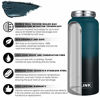 Picture of Stainless Steel Water Bottle with Straw - 32 oz Wide Mouth Double Wall Vacuum Insulated Water Bottle Leakproof, Straw Lid and Spout Lid with New Rotating Rubber Handle - Midnight Green