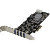 Picture of StarTech.com PEXUSB3S44V 4-Port Quad Bus PCI Express (PCIe) SuperSpeed USB 3.0 Card Adapter with UASP - SATA/LP4 Power